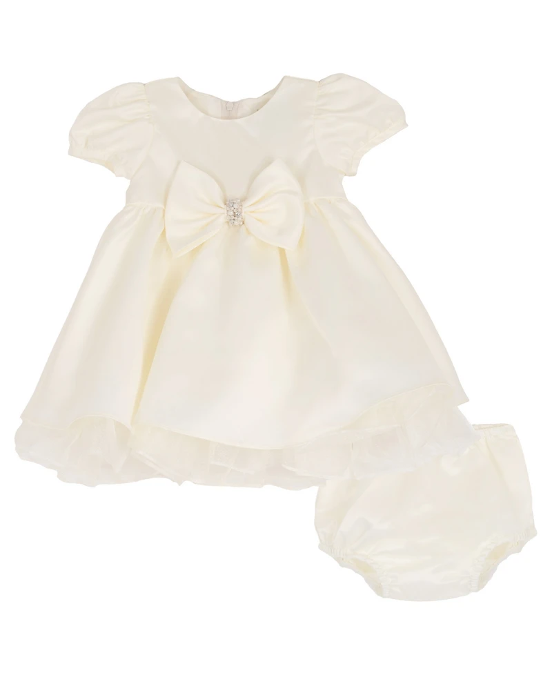 Rare Editions Baby Girls' Satin Dress and Bloomer, 2-Piece Set