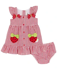Rare Editions Baby Girls' Strawberry Appliques Dress and Bloomer, 2-Piece Set