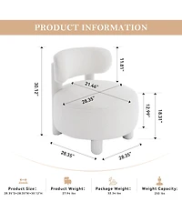 Rainsken Modern Teddy Fabric Accent Chair, Upholstered Slipper Side Chair with Curved Backrest and Solid Wood Legs for Living Room, Reading Nook