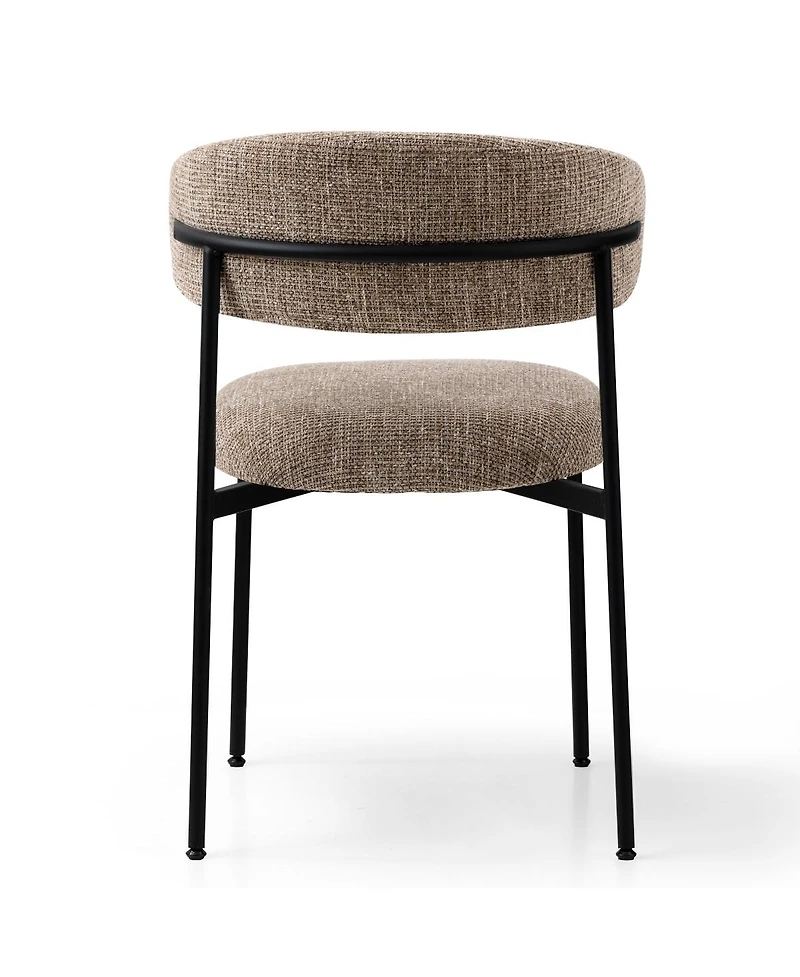 Maison Boucle Set of 2 Modern Textured Upholstered Dining Chairs with Curved Back