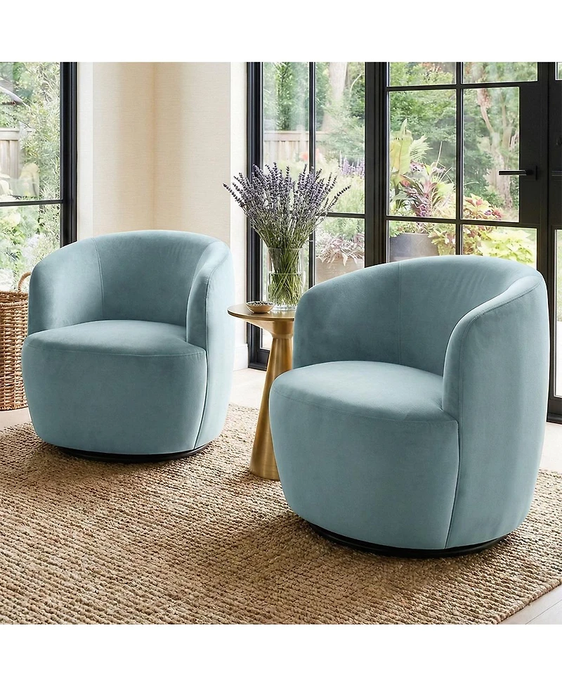 Maison Boucle Velvet Swivel Barrel Accent Chair 27 Inch Wide Upholstered 1 Piece