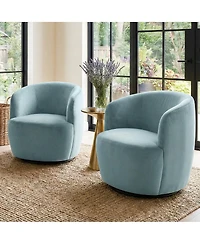 Maison Boucle Velvet Swivel Barrel Accent Chair 27 Inch Wide Upholstered 1 Piece