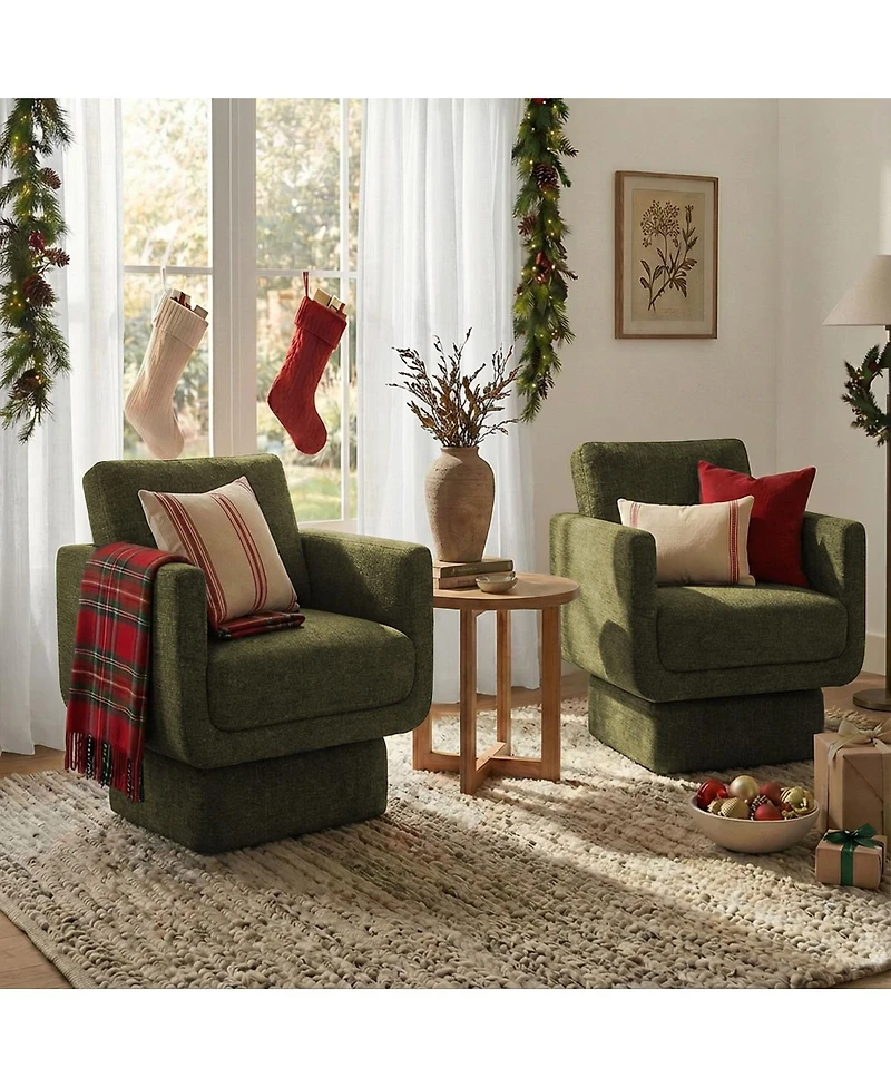 Maison Boucle 360 Swivel Barrel Accent Chair, Modern Club Lounge 1 Pc