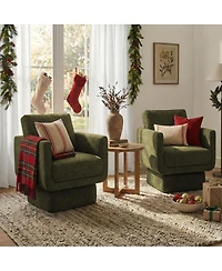 Maison Boucle 360 Swivel Barrel Accent Chair, Modern Club Lounge 1 Pc