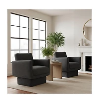 Maison Boucle 360 Swivel Barrel Accent Chair, Modern Club Lounge 1 Pc