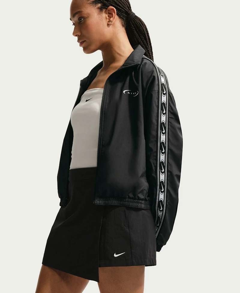 Nike Women's Loose Fit Zipper Front Mock Neck Polyester Jacket