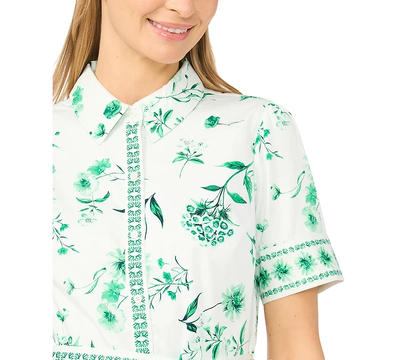 CeCe Women's Collared Short-Sleeve Mini Shirt Dress