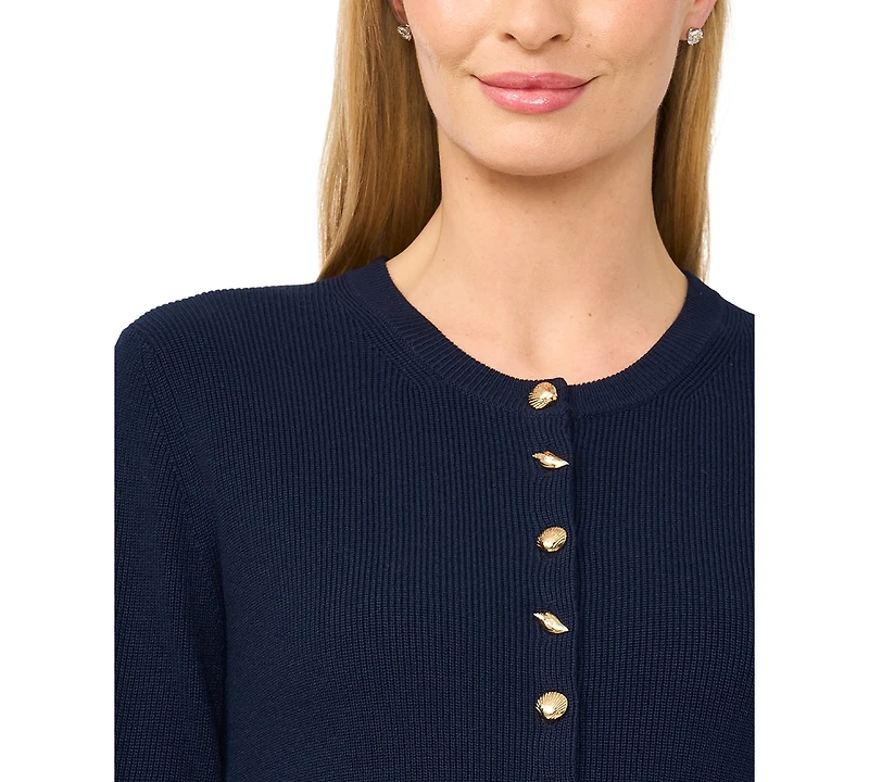 CeCe Women's Long-Sleeve Crewneck Rayon Cardigan