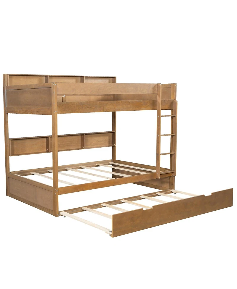 Streamdale Furniture Twin over twin bunk bed with trundle, Antique Wood