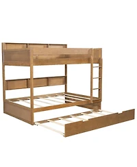 Streamdale Furniture Twin over twin bunk bed with trundle, Antique Wood