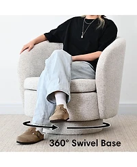 Maison Boucle 30.5" Swivel Barrel Accent Chair, Round Upholstered Armchair, 1 Pc