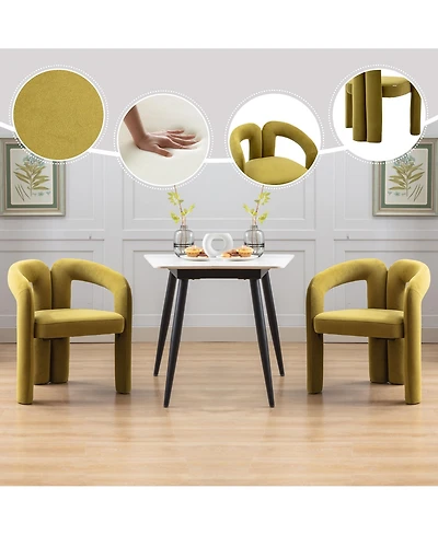 Rainsken Velvet Fabric Barrel Side Chair Set of 2