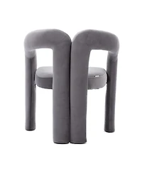 Rainsken Luxury Velvet Upholstered Barrel Chair Set of 2, Side Chairs Featuring Curved Back and Elephant Feet for Living Room