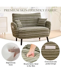 Rainsken 47.6 inches Boucle Accent Chair and Modern Loveseat Sofa, Deep-Seat Chaise with Pillows and Storage Pockets for Living Room and Home Office