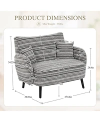 Rainsken Modern Boucle Accent Chair, Loveseat Sofa and Deep Seat Chaise with Pillows and Storage Pockets for Living Room and Home Office