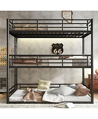 Streamdale Furniture Metal Triple Bunk Bed with Guardrails