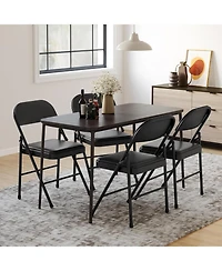 gaomon 6-Pack Folding Chairs with Padded Cushion and Back, Pu Leather, Stackable, Portable for Dining, Office, Indoor/Outdoor