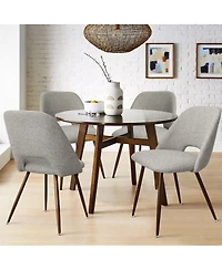 Maison Boucle Set of 4 Upholstered Dining Chairs, Modern Fabric, Walnut Metal Legs