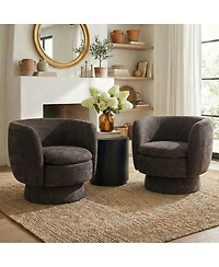 Maison Boucle 31 Wide Swivel Barrel Accent Chair, 360degree(s) Upholstered Armchair, 1 Pc