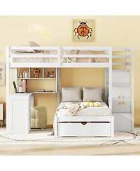 Streamdale Furniture Full Over Twin Bunk Bed with Desk, Drawers and Shelves