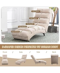 Rainsken Luxury Upholstered Chaise Lounge Chair with Gentle Vibration Function