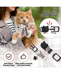 Aronkl Breakaway Cat Collars with Bells Pure Cotton Adjustable Cute Bowtie Kitten