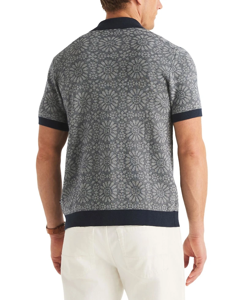 Nautica Men's Jacquard Classic-Fit Buttoned Polo Sweater