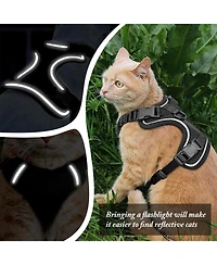 Aronkl Escape Proof Cat Harness Leash Adjustable Breathable Comfortable Vest Easy Wear Outdoor Travel Car Seat Belt Safe