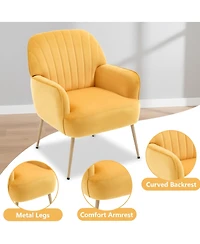 Streamdale Furniture Velvet Accent Chair with Metal Legs