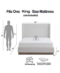 Streamdale Furniture King Cream Boucle Wingback Bed