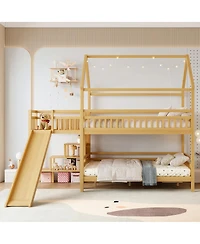 Streamdale Furniture House Bunk Bed with Slide and Storage Stairs