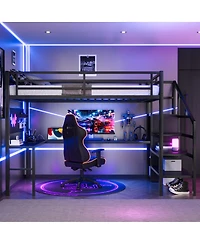 Streamdale Furniture Xl Loft Bed w/Desk, Wardrobe, Usb, Led
