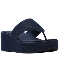 FitFlop Women's Platfforms Denim Wedge Toe-Post Sandals
