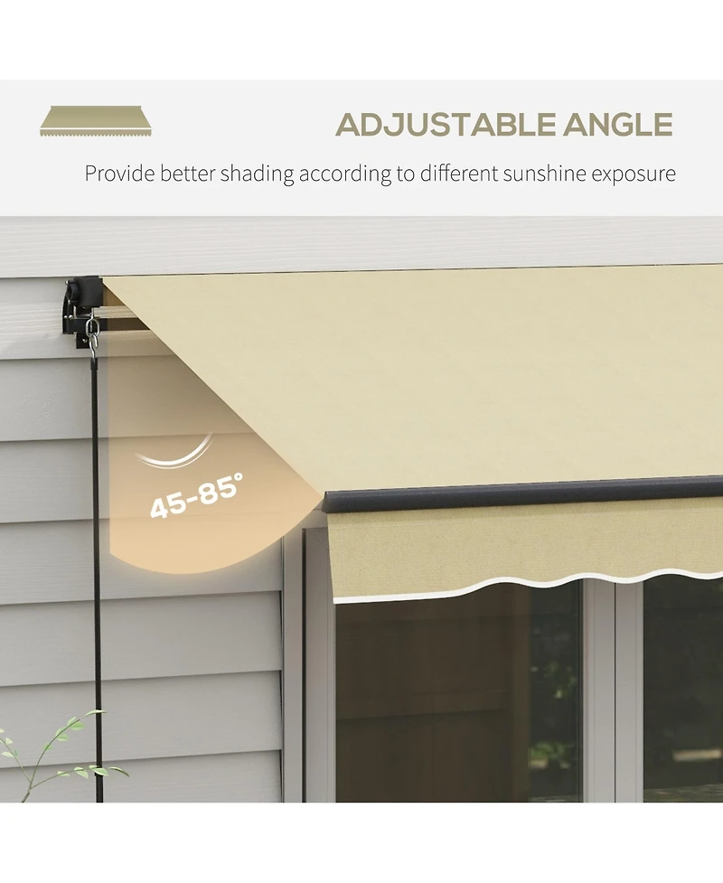Outsunny 8' x 6.5' Patio Retractable Awning Sunshade Shelter, Beige