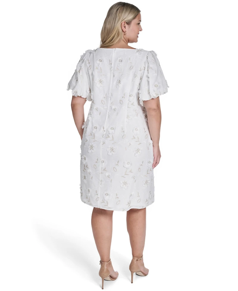 Jessica Howard Plus Bubble Short-Sleeve Boat Neck Sheath Dress