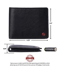 Alpine Swiss Mens Genuine Leather Passcase Bifold Wallet Rfid Safe 2 Id Windows