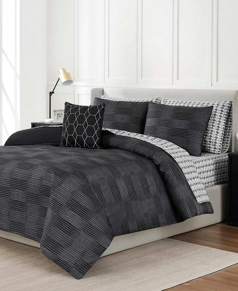 Nine West Oslo Stripe Bed in a Bag 8-Pc. Comforter Set, Queen