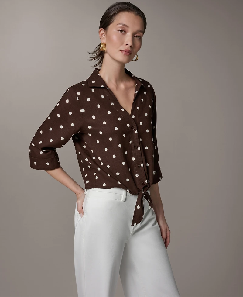 Donna Karan Weekend Women's Printed Collared Neck Blouse
