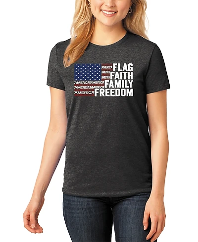 La Pop Art Women's Premium Blend Faith Flag Word T-Shirt