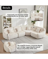 Streamdale Furniture Modern Luxury Curved Corner Sectional Sofa, Chenille Modular Cloud Sofa.