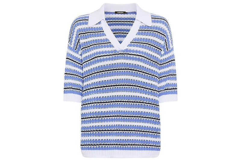 Olsen Women's Stripe Polo Sweater