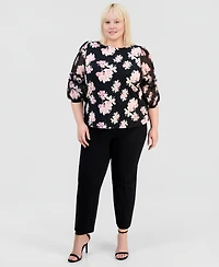 Anne Klein Plus Boat Neck Pull-On Blouse