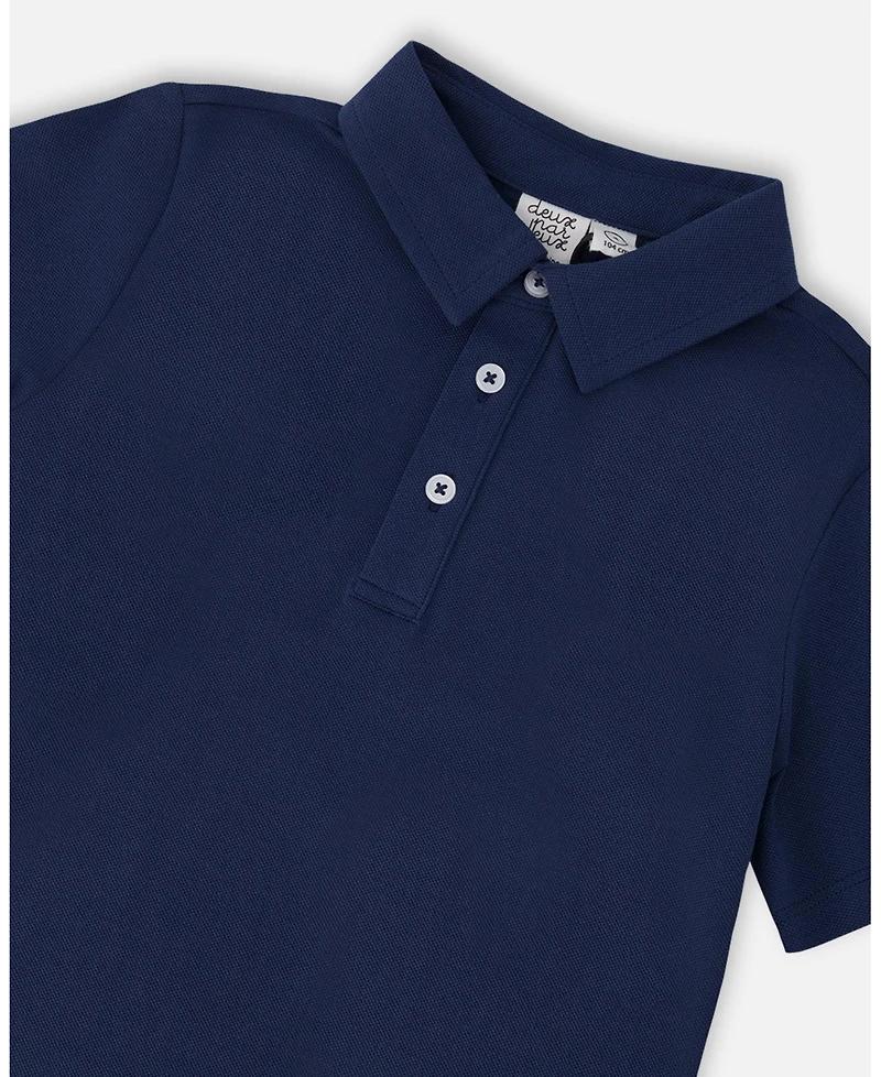 Deux par Deux Little Boys Polo T-Shirt Blue