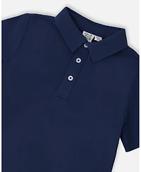 Deux par Deux Little Boys Polo T-Shirt Blue