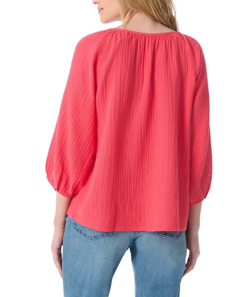 Gloria Vanderbilt Women's Round Neck Peasant-Style Top