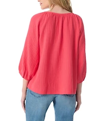 Gloria Vanderbilt Women's Round Neck Peasant-Style Top