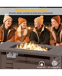 Gouun 40 in Rectangle Propane Fire Pit Table 48000 Btu with Lava Rocks and Cover