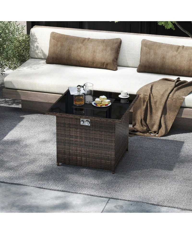 Gouun 32.5 in Square Propane Fire Pit Table 50000 Btu with Tempered Glass Top