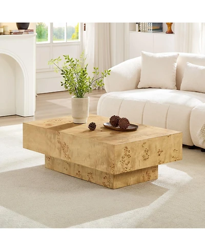 Streamdale Furniture Burl Wood Veneer Rectangle Coffee Table - Mid-Century Modern