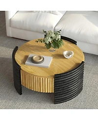 Streamdale Furniture Modern Striped Coffee Table with Flip Top Storage